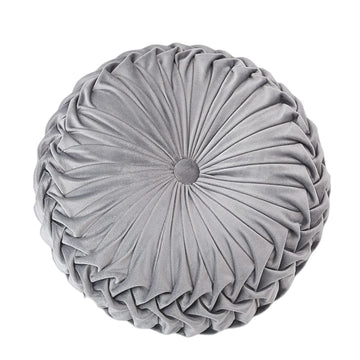 Round Velvet Pillow, Sofa Bed Bedroom Decorative Throw Pillow (38cm, Grey)