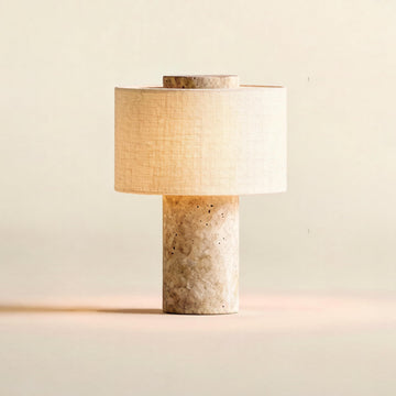 Travertine Lamp, Rechargeable 10 Inch Stone Table Lamp Marble Wabi Sabi Light Fixture Cordless Touch Dimmable LED