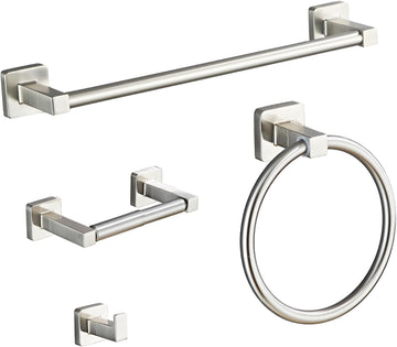 Brushed Nickel Bathroom Hardware Set 4 Pieces,Towel Bar Set Stainless Steel Wall Mounted, Includes 16In Hand Towel