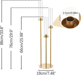 16PCS Gold Candle Holders, 3 Arm Candelabra Centerpiece with Acrylic Lampshade, Tall Metal Candlestick Holder Stand