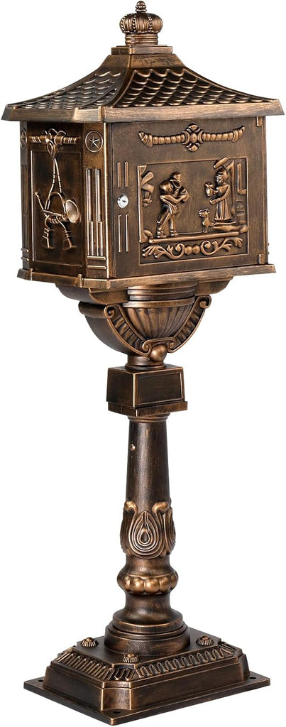 Mailbox Cast Aluminum Bronze Mail Box Postal Box Security Heavy Duty Mailbox