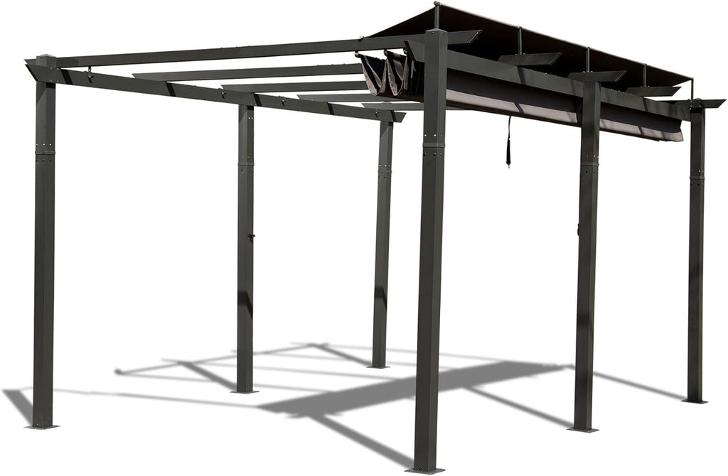 11’ X 16’ Outdoor Retractable Pergola with Weather-Resistant Canopy Aluminum Garden Pergola Patio Grill Gazebo