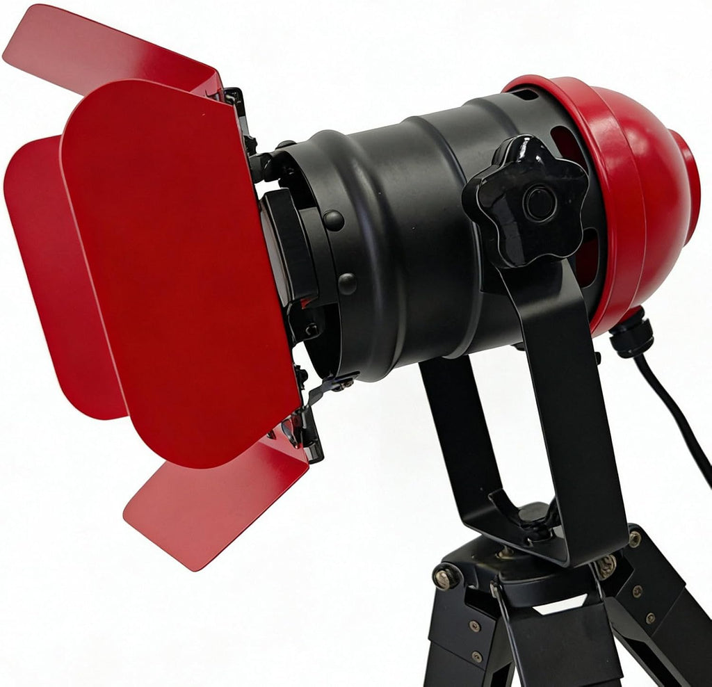 Vintage Black w/Red Retro Tripod Adjustable Table lamp,Nautical Teatre Retro Spotlight