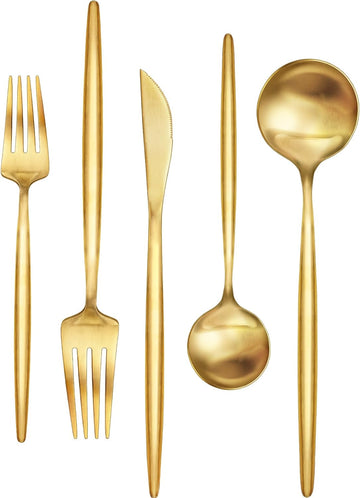 60-Piece Gold Silverware Set, Flatware Set for 12, Food-Grade Stainless Steel Cutlery, Includes Spoons Forks Knives