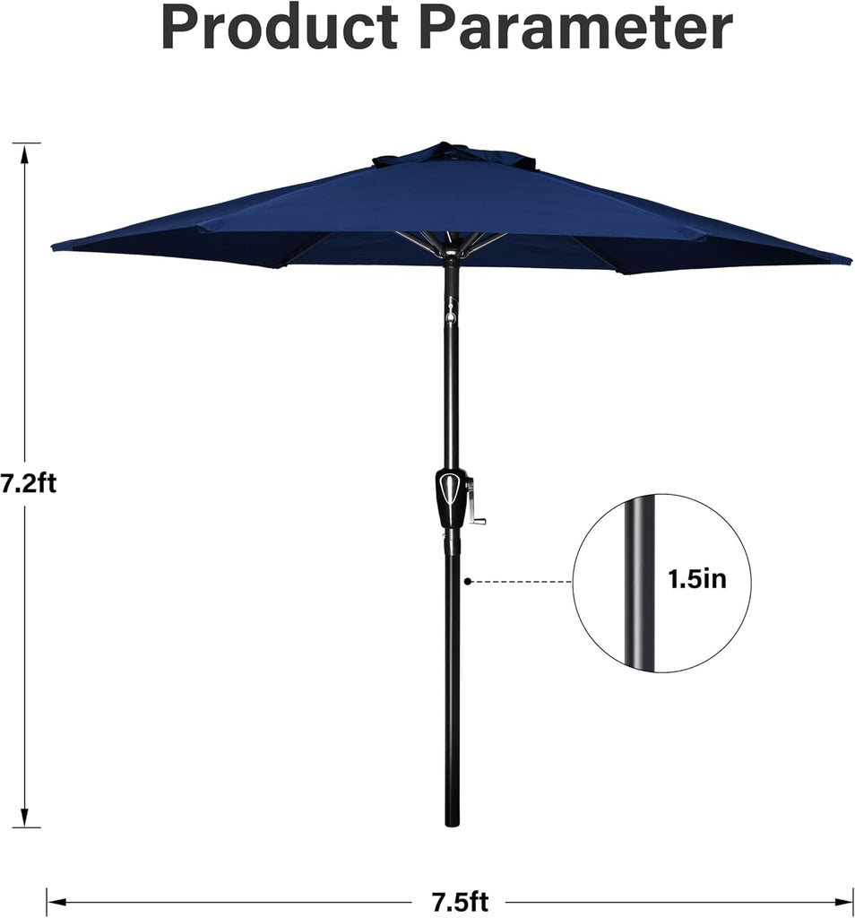 9' Patio Umbrella Outdoor Table Market Yard Umbrella with Push Button Tilt/Crank - Dark Blue