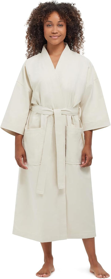 Unisex Chamois Microfiber Spa Kimono Robe | Soft Lightweight Fabric with Classic Kimono Design, Generously Sized