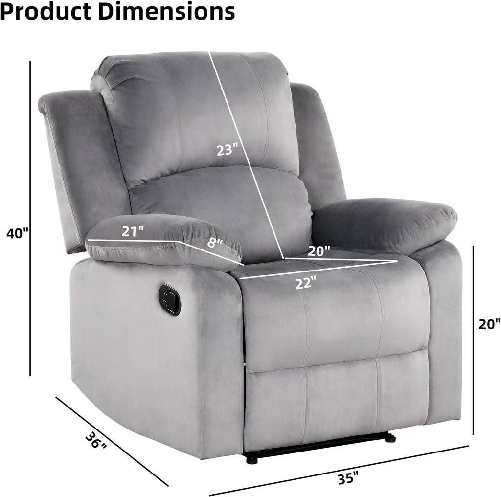 Classic Manual Recliner Chair, Soft Microfiber Recliner Sofa with Overstuffed Arms and Back Single Reclining Couch