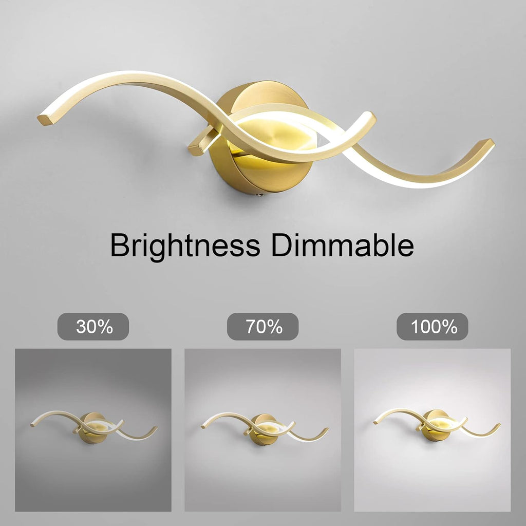 Modern Wave LED Vanity Light Dimmable Modern Led Vanity Light Fixtures Linear Wall Sconce with Acrylic Strip Shade，24