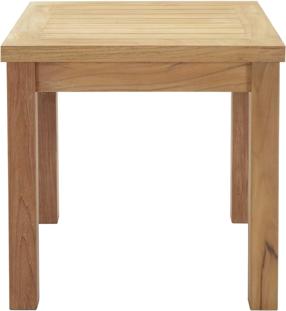 Marina Premium Grade A Teak Wood Outdoor Patio Square Side End Table in Natural