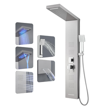 LED Shower Panel Tower System with Lights, 5 Shower Modes, 46.5 Inch