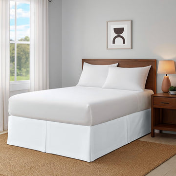 Bed Skirt Pleated Style by 100% Cotton Blend Fabric, Premium Tailored Fit Bedskirt 23" Drop