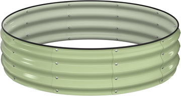 Raised Garden Bed Kit, 4x4x1 ft Round Galvanized Planter Box Outdoor with Safety Edging, Large Metal Raised Beds for