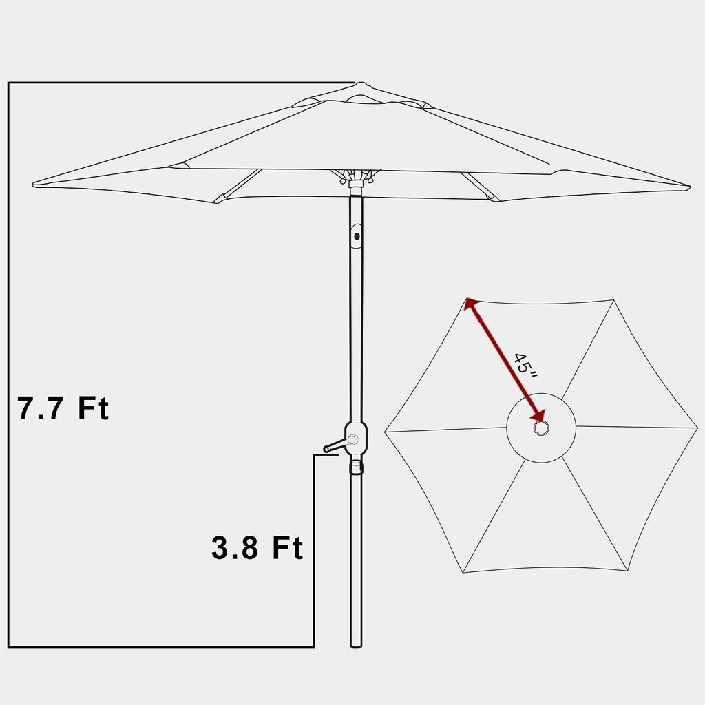 7.5 ft Solar Umbrella, 18 LED Lighted Patio Umbrella, Table Market Umbrella - Red