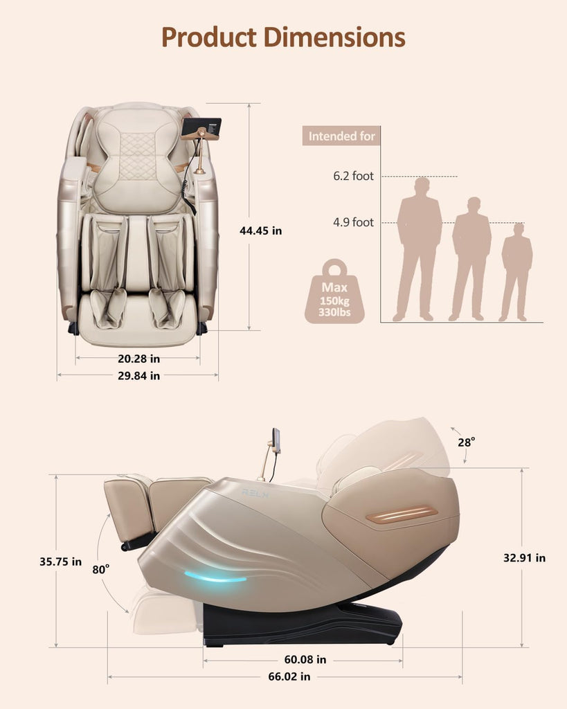 Massage Chair Full Body with Body Scan, Zero Gravity, SL-Track, Cream | 20 Modes Shiatsu Massage Chair Built-in Heat