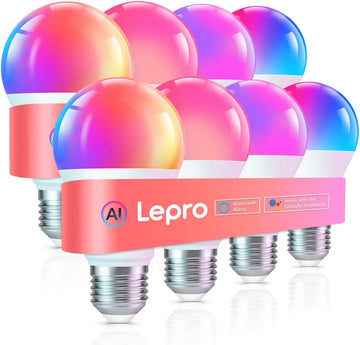 Smart Light Bulbs - WiFi & Bluetooth RGBWW Color Changing LED Bulb Works with Alexa & Google Assistant