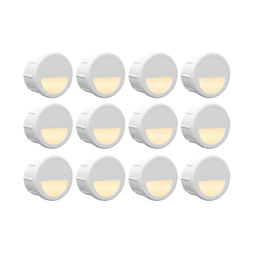 12 Pack Recessed Low Voltage Mini Size LED Step Riser Light, Φ1 Halfmoon Landscape Lighting for Outdoor Deck Stair