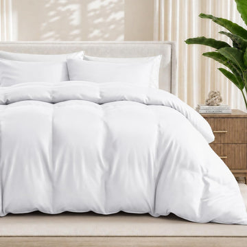 100% Rayon Made from Bamboo Duvet Cover Set (Cal King, White)