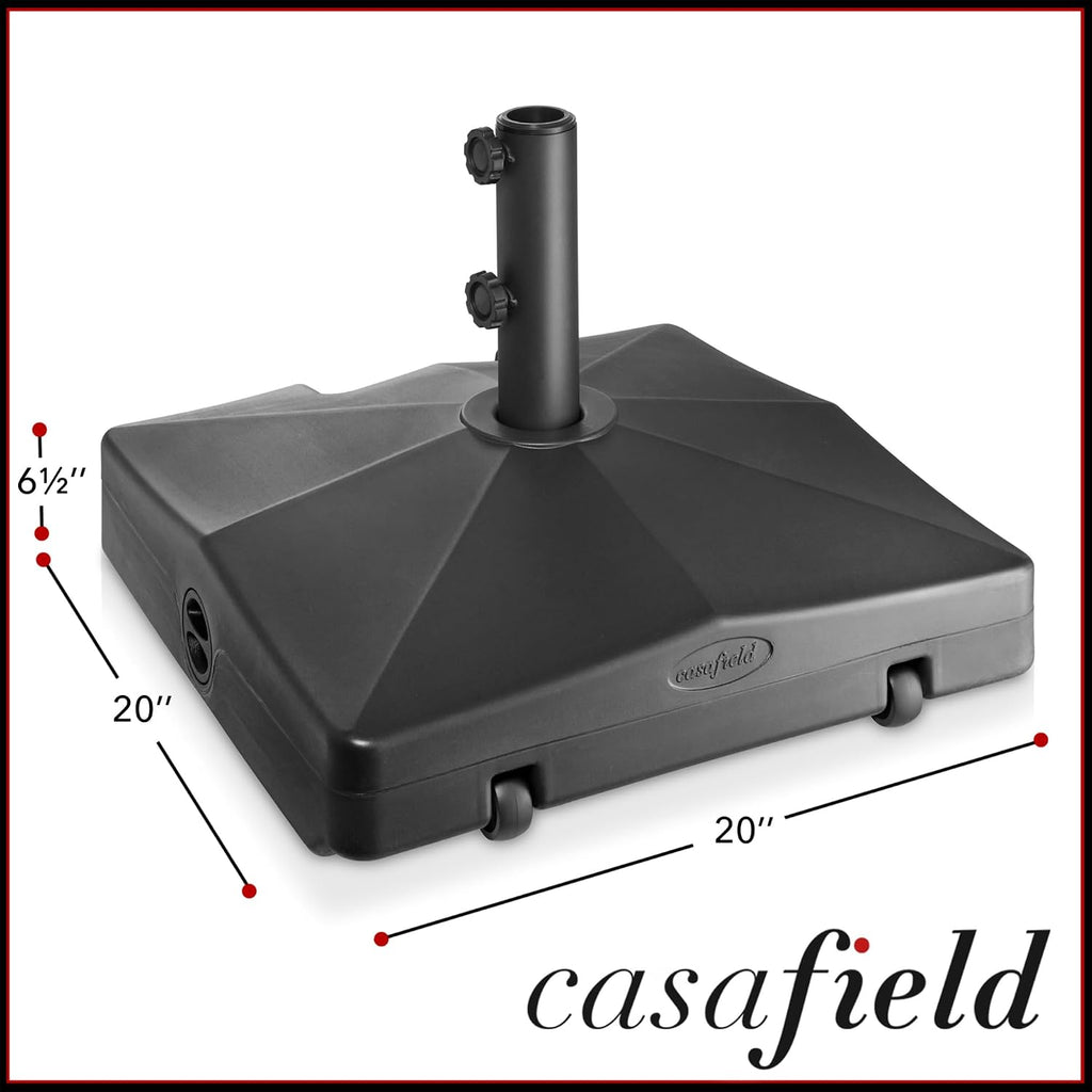 Patio Umbrella Base - Fillable to 100 lbs. Weighted Stand with Wheels or Pool Deck Umbrellas up to 10 FT - Black
