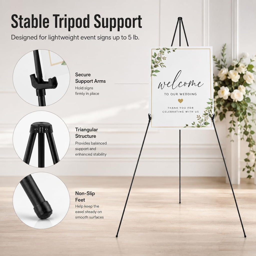 63 Inch Easel Stand for Sign, Poster Stand and Wedding Sign