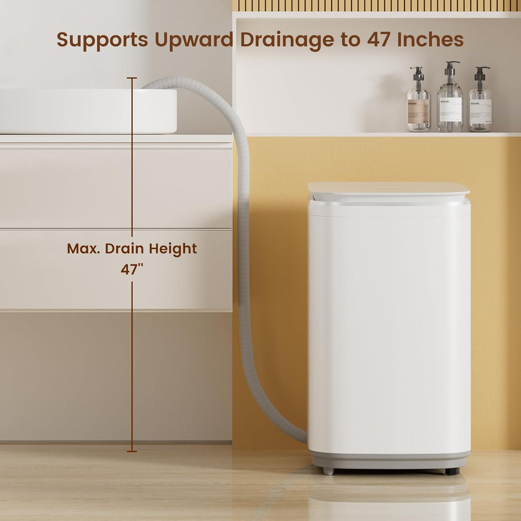 Portable Washing Machine, 0.8 Cu. Ft. Capacity Mini Washer & Spin Dryer, Fully Automatic with 8 Wash Programs, Hot