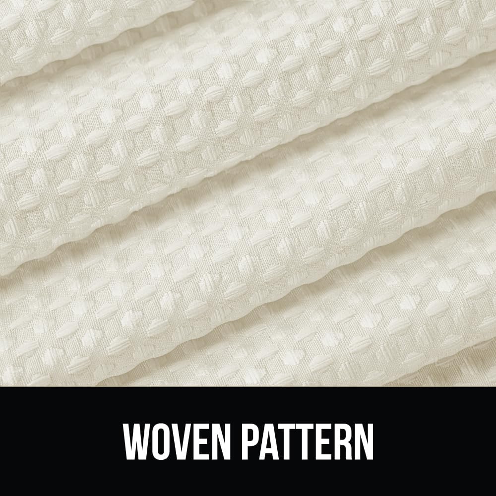 Ivory Cream Woven Textured Shower Curtain, Waffle Style , Thick Weighted Material, Machine Washable, Heavy Duty