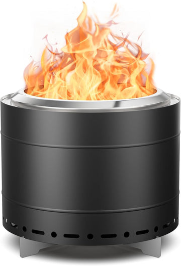 19.5 inch Smokeless Fire Pit with Carry Bag, Stainless Steel Outdoor Smokeless Firepit