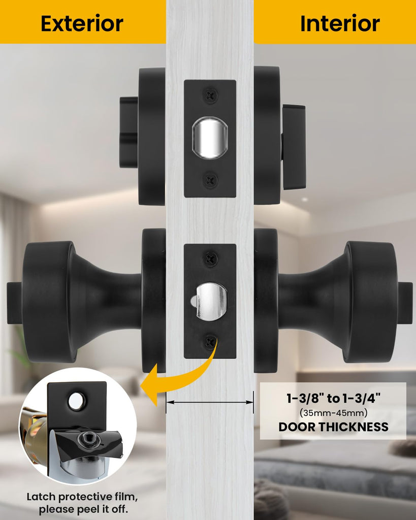 Keyed Alike Black Exterior Door Lock Set with Deadbolt 3 Pack