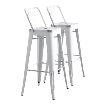 30" Metal Barstool Set of 2 - Country Rustic Style with Low Back, Lightweight & Sturdy Build, Easy Assembly