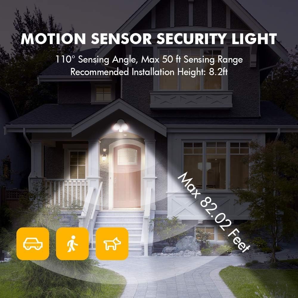 P6221W-PIR24 2000 Lumen 18 Watt 26 LED Motion Activated Integrated Dual-Head Flood Light Outdoor, IP54 Waterproof