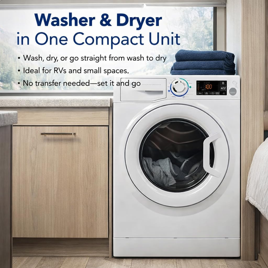 Splendide Washer Dryer Combo for RV - Vented 15lb All-in-One Compact Unit with Complete Vent Kit & Detergent