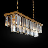 Gold Rectangle Modern Crystal Chandeliers Lighting Pendant Ceiling Lights Fixture Lamp for Dining Living Room L39.4 W10.2 A107-B07L5J8VMB