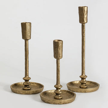 Rustic Cast Iron Taper Candle Holder - Set of 3 Vintage Candle Stands, Candlestick Holders for Wedding, Dining, Party