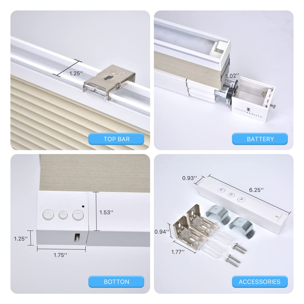 ZigBee Smart Blind, Motorized Blackout Window Shades with Remote, Cordless Honeycomb Blinds, Automatic Height