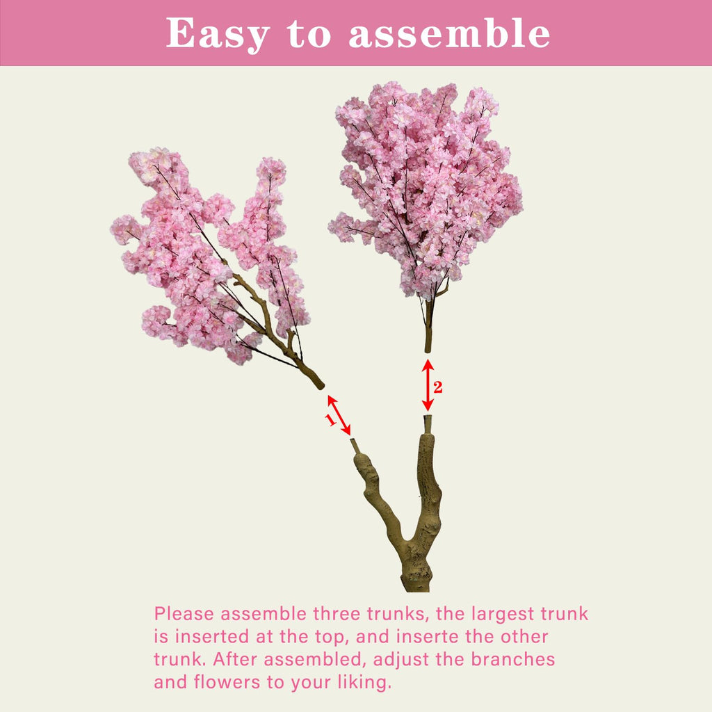 Cherry Blossom Tree 7ft, Pink Artificial Cherry Tree Fake Pink Tree for Wedding Party Home Living Room Decor