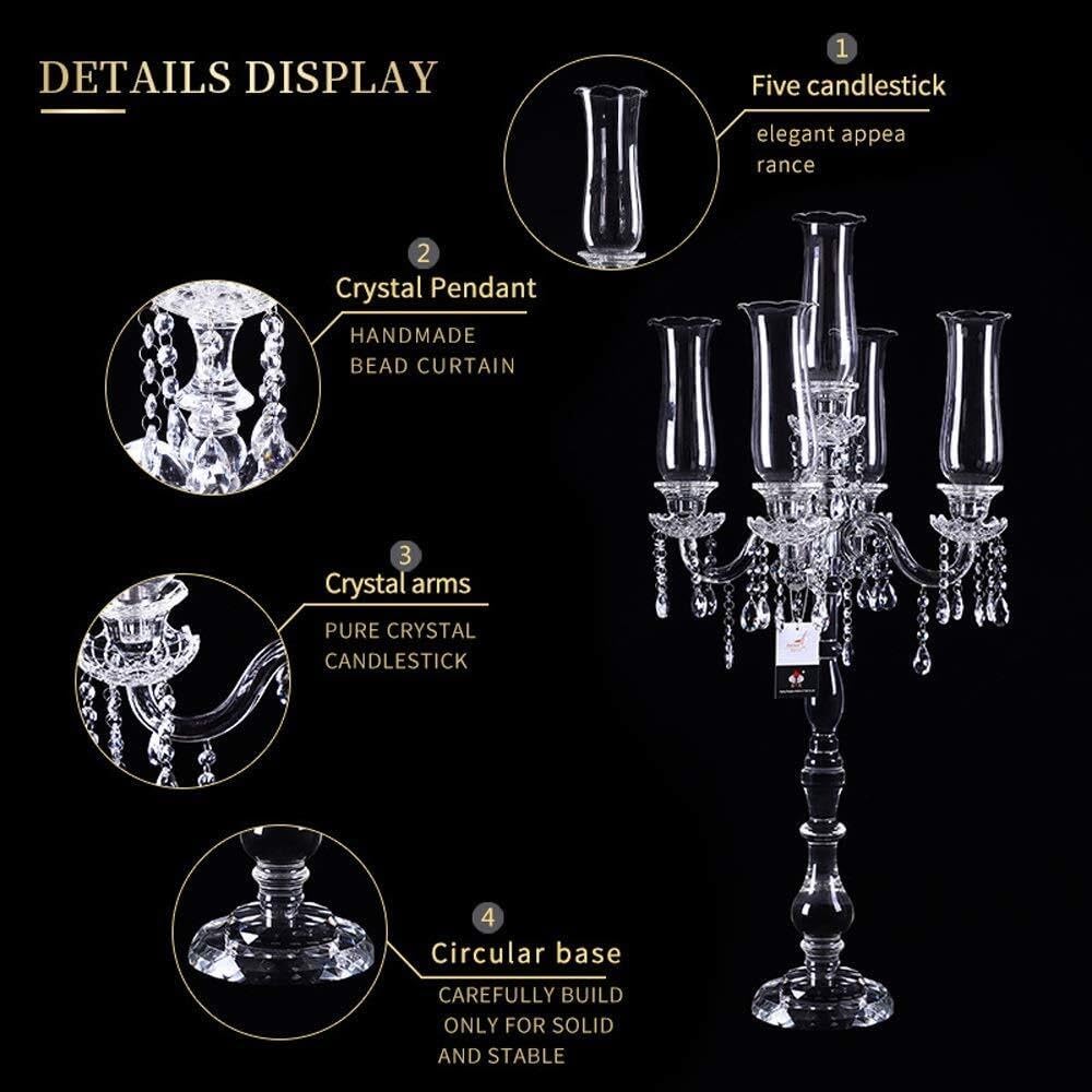 5 Arm Crystal Candelabra，32 inch Tall High-end Handcrafted Exquisite Candlestick