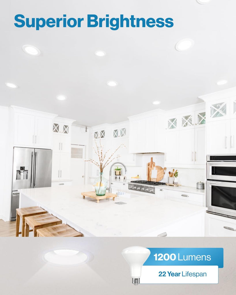 12 Pack BR30 LED Flood Light Bulbs, 11W=65W, 2700K, E26, Dimmable | 1200LM high output flood light for recessed cans
