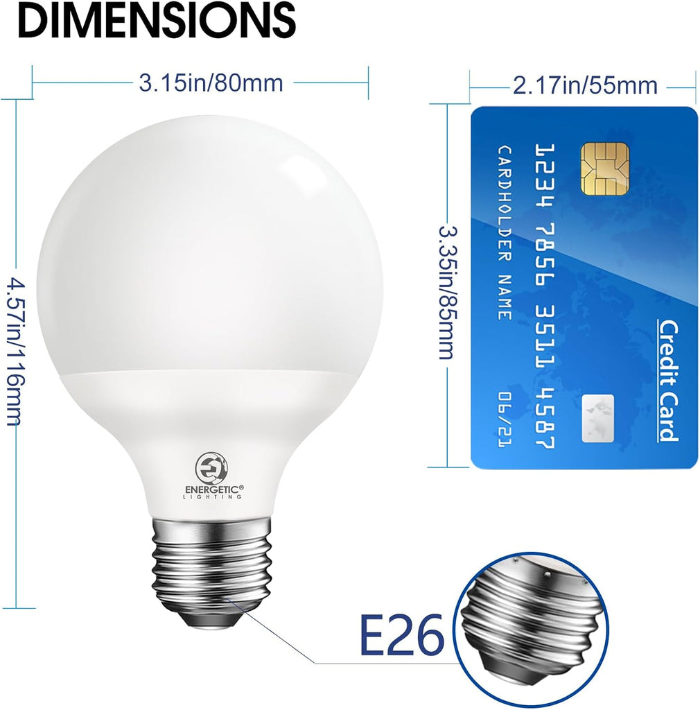 Vanity Globe Light Bulbs G25 LED for Indoor Bathroom Mirror Living Area, 2700K Soft White, Dimmable 600 Lumens, 6W (8-Pack)
