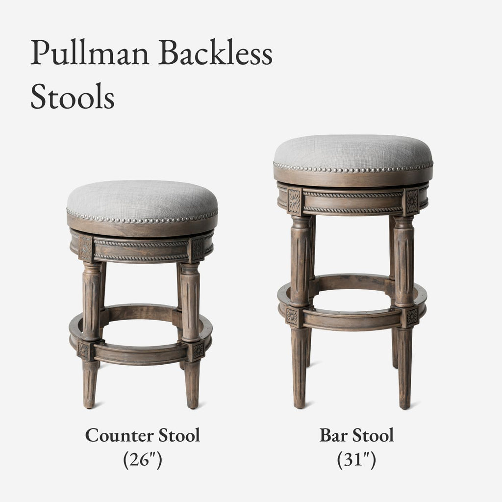 Pullman Backless Bar Stool, Weathered Oak Finish, 30"