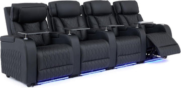 Home Theater Seating Top Grain Leather, Movie Theater Chairs Theater Recliner Sofa with Dual Power Ergonomic Design 7