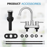 Bathroom Faucets, Bathroom Faucet 3 Hole, Bathroom Sink Faucet, Faucet for Sink 4 Inch 2 Handle Centerset, Lead-Free