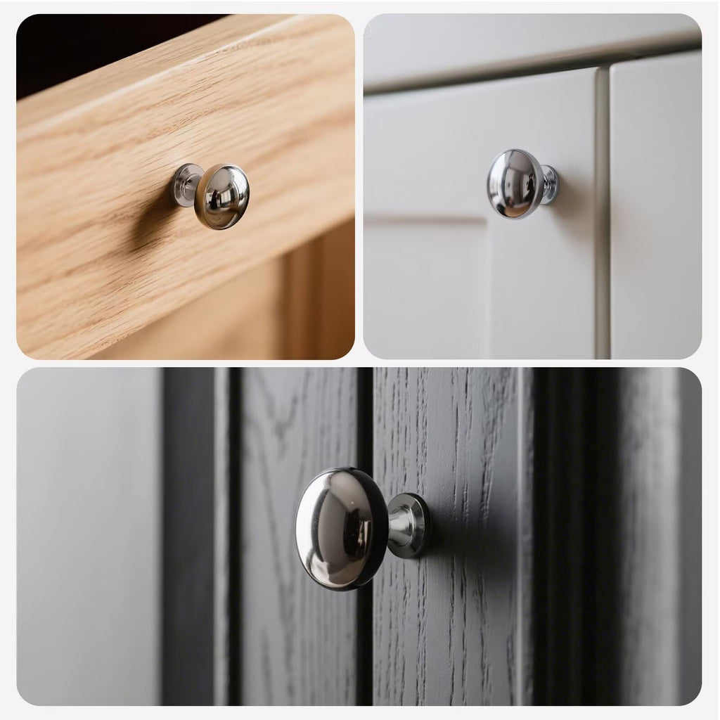 6 Pack Polished Chrome Cabinet Knobs,1-3/16 Inch(29.5mm) Solid Drawer Knobs Kitchen Cabinet Pulls,Round Dresser