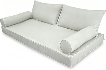 Twin Size Porch Swing Bed Mattress Cushion Cover, Light Gray | Waterproof Outdoor Twin Mattress Cover for Daybed
