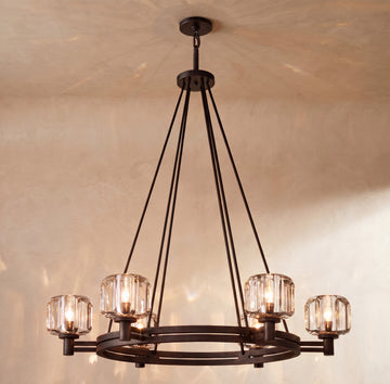 Inspired Demaret Style 36 Inch Round Crystal Chandelier Bronze - Main Product View