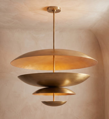 Inspired Cosmic Style Four-Tier 36" Round Chandelier Lacquered Burnished Brass - Main Product View