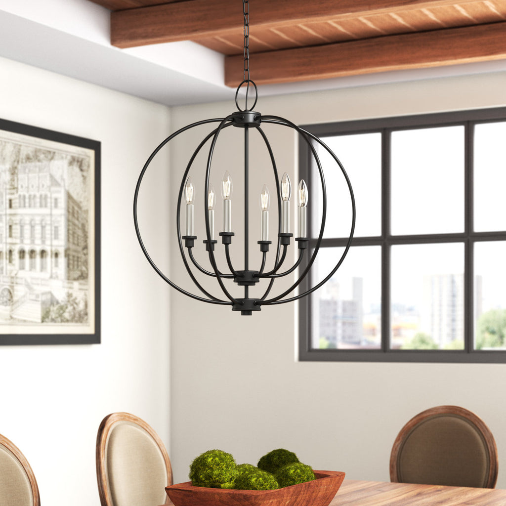 6-Light Dimmable Globe Chandelier
