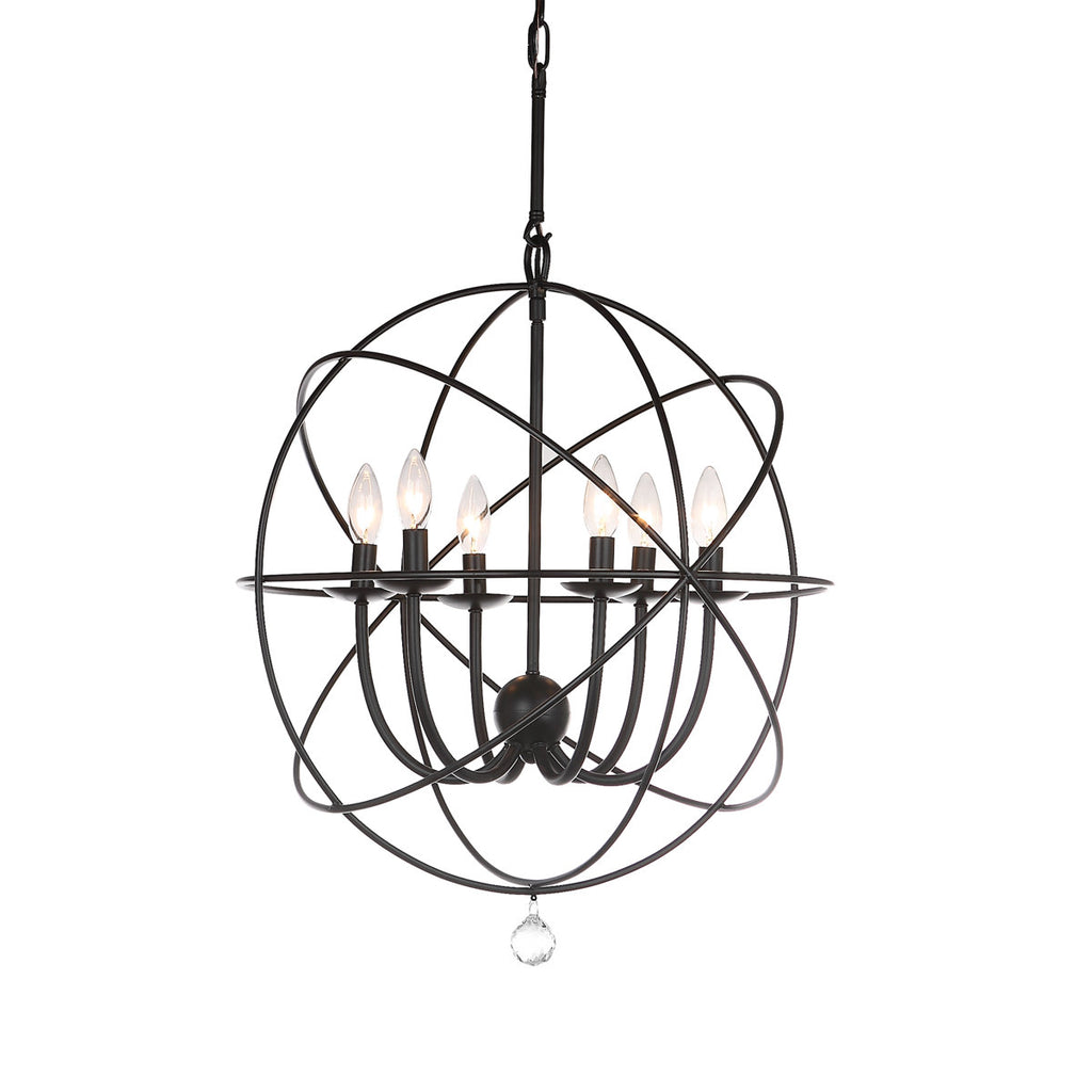 6-Light Dimmable Globe Chandelier