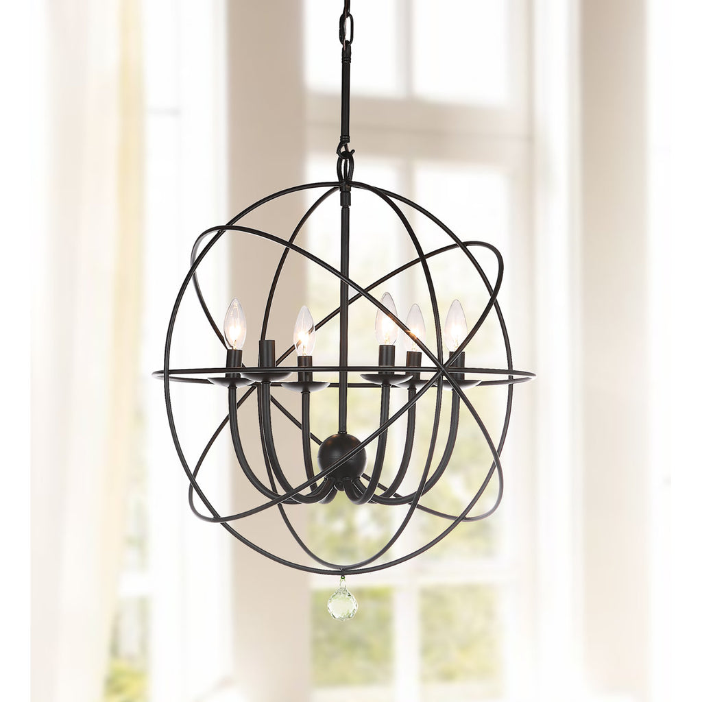 6-Light Dimmable Globe Chandelier