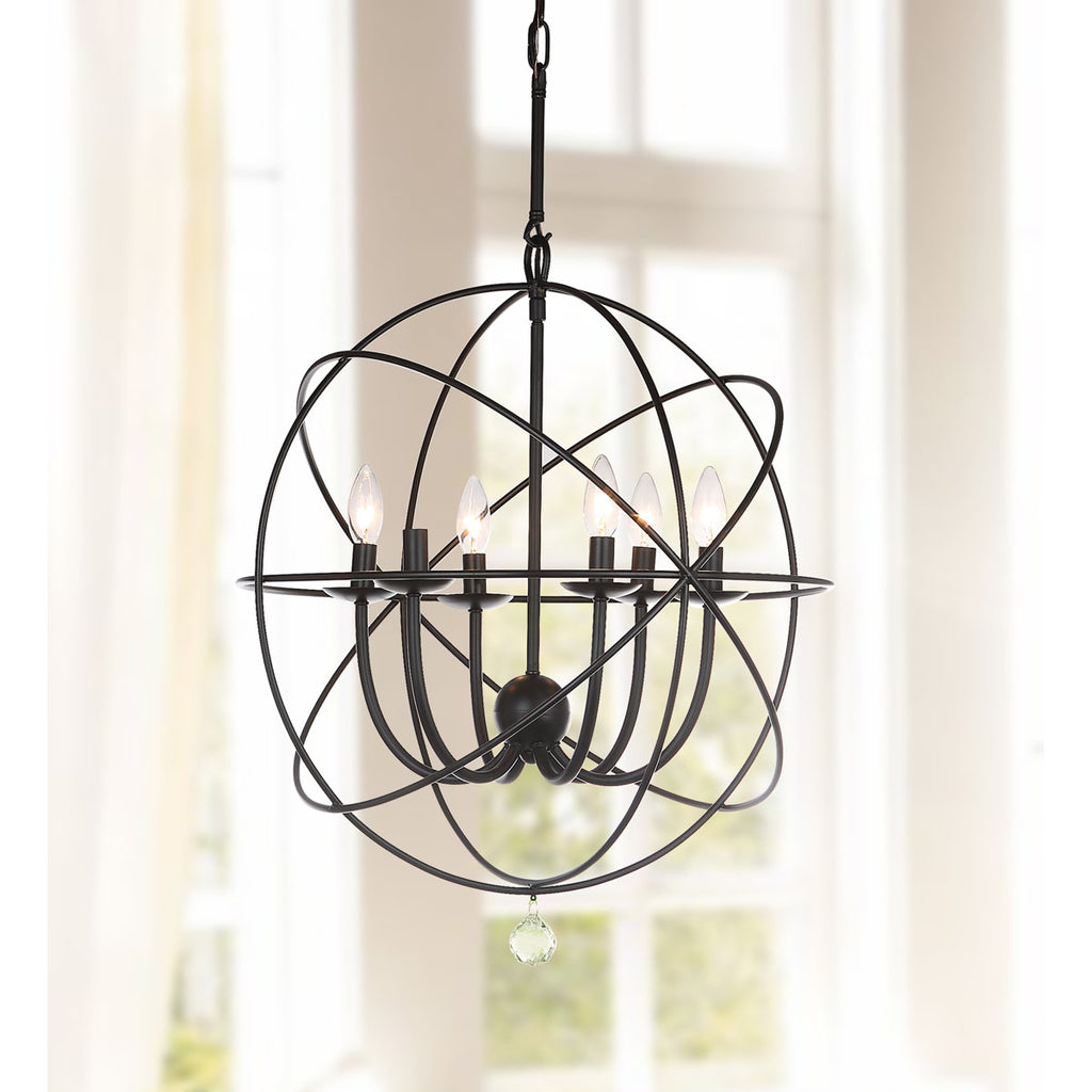 6-Light Dimmable Globe Chandelier