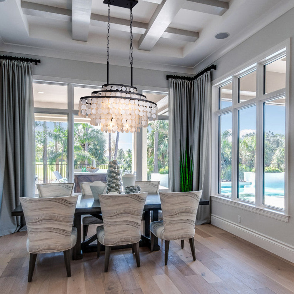 6-Light Dimmable Tiered Chandelier