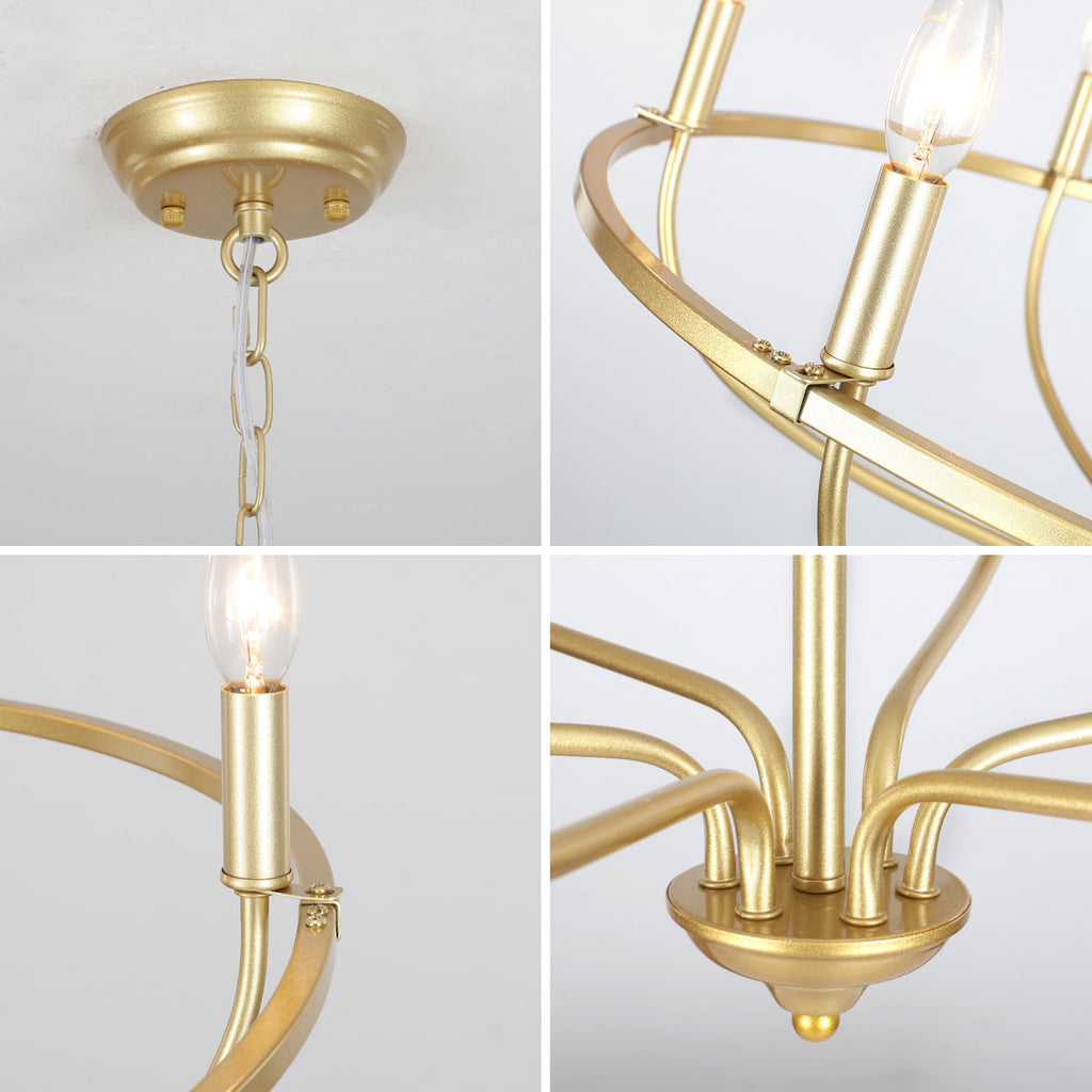 6-Light Dimmable Wagon Wheel Chandelier